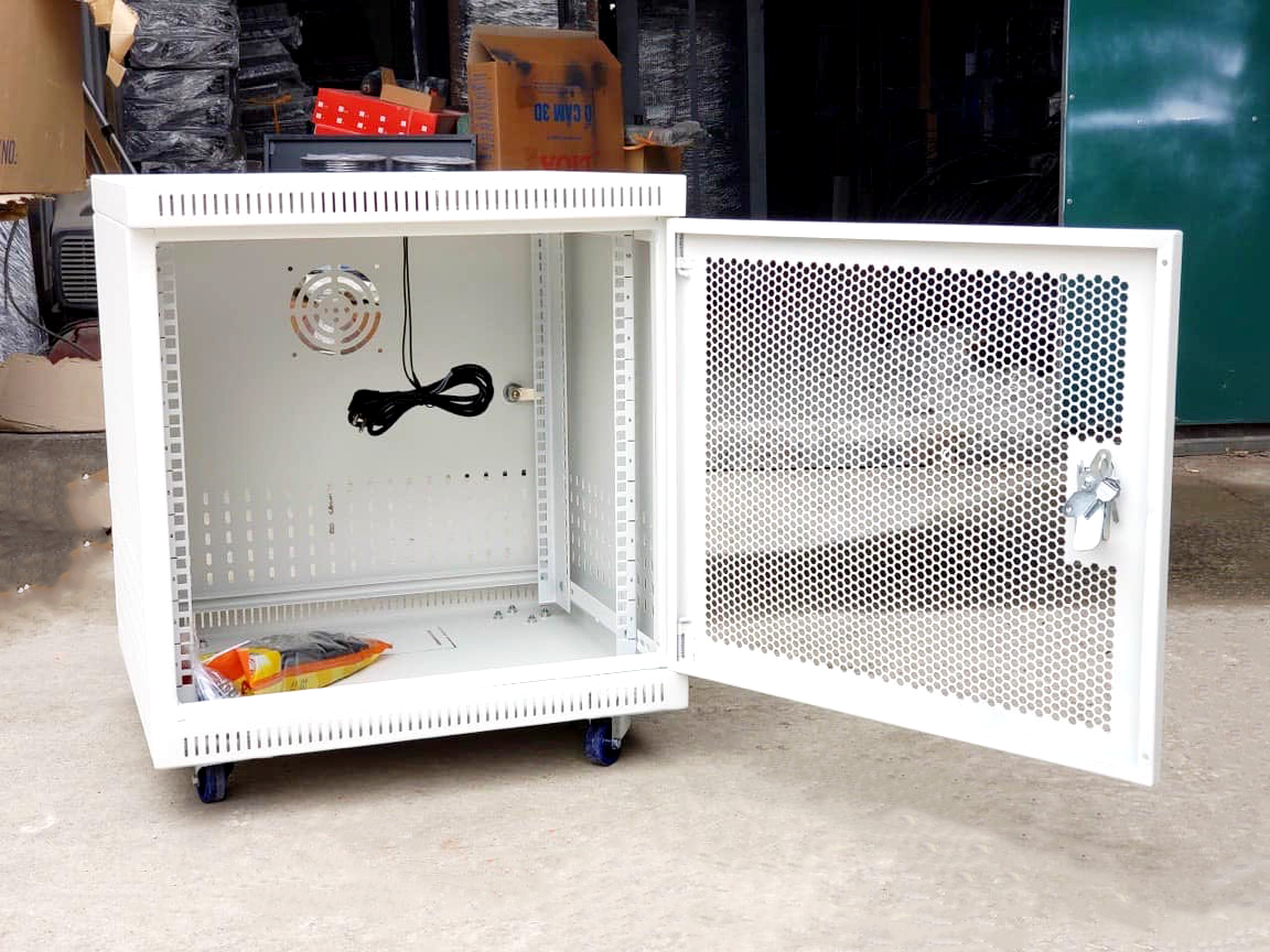 Tủ rack 10U D500 cửa lưới màu trắng Unirack